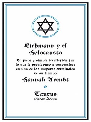 cover image of Eichmann y el Holocausto (Serie Great Ideas 14)